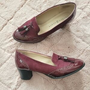 Maroon red loafer heels